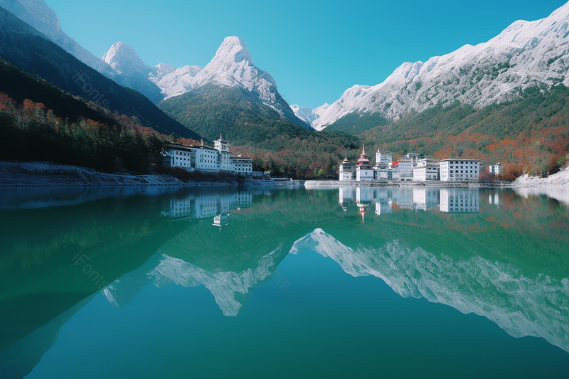 壮丽的白天玉龙雪山蓝月谷自然风景,高清,摄影图,摄影图片,图片大全,摄影图免费下载
